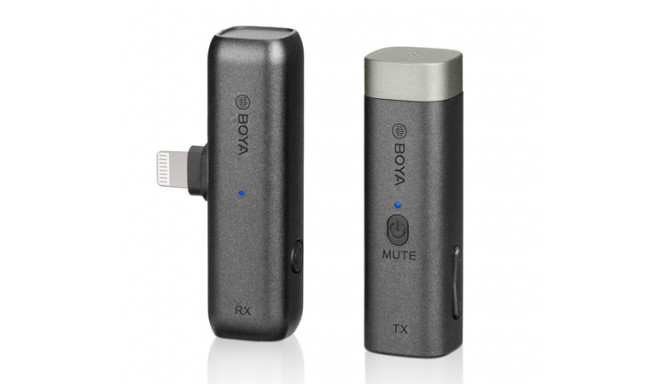 Mikrofon Boya BY-WM3D juhtmevaba mikrofonide süsteem iOS Lightning ühendusega seadmetele, 2.4GHz töö