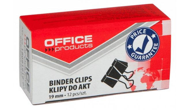 Paberiklamber 19mm ,12tk/pk, must, Office Products