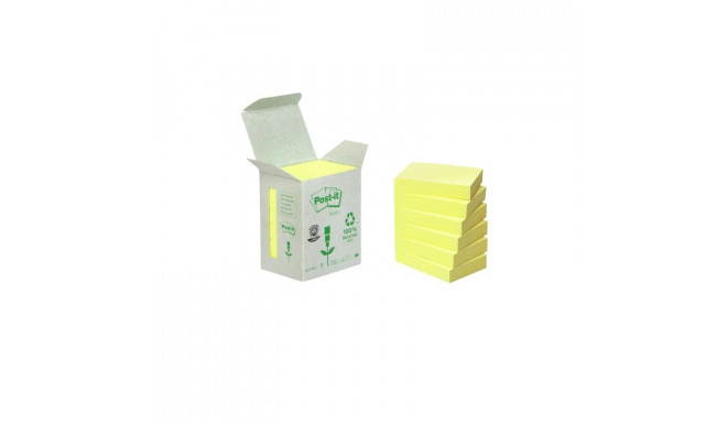 Märkmepaber iseliimuv Post-it 653 Recycled Notes, 100% taaskasutatud paber, kollane 38 x 51mm (pakis