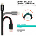 Swissten MFI Textile Fast Charge 3A Lightning Data and Charging Cable 2.0m