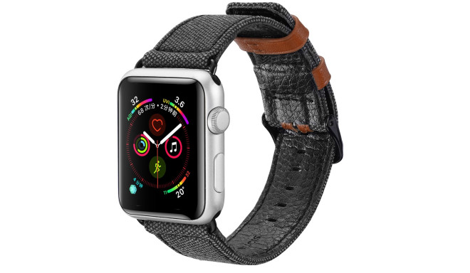 Dux Ducis Canvas Leather Band For Apple Watch 38 / 40 mm Black-Brown