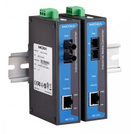 Industrial 10/100BaseT(X) to 100BaseFX media converter, single mode, SC fiber connector, -40 to 75°C