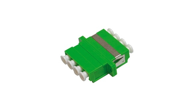LC/APC QUADPLEX GREEN Adapter (SC Dplx FootPrint) Metal Clip with Flange