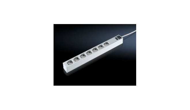 DK Socket strip, CEE 7/3 (type F), 7-way, 250 V, 16 A, LHD: 482,6x44x44mm, Without switch