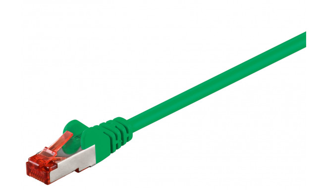 Cat6 Network cable, LS0H, S/FTP 2x shielded: PIMF + braid shield 2xRJ45 plug green 10m