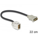 Keystone moodul: HDMI F / F, 250° nurgaga, kaabli pikkus 22cm, valge