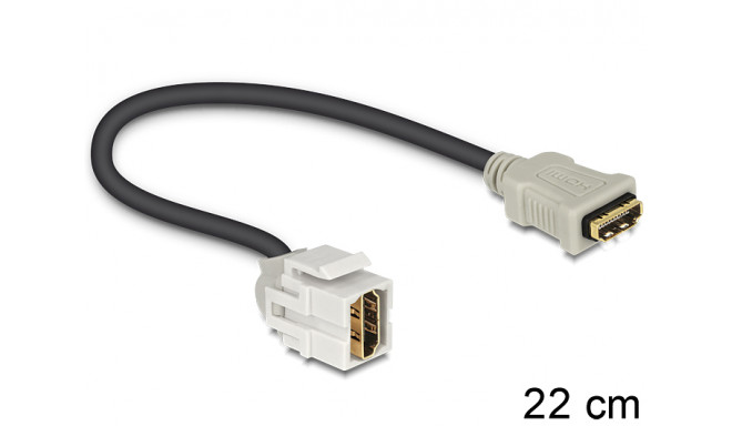 Keystone moodul: HDMI F / F, 250° nurgaga, kaabli pikkus 22cm, valge