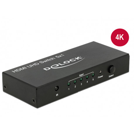Delock HDMI UHD Switch 5 x HDMI in > 1 x HDMI out 4K