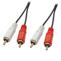 2xRCA kaabel 10.0m, kullatud, topeltvarjega, must