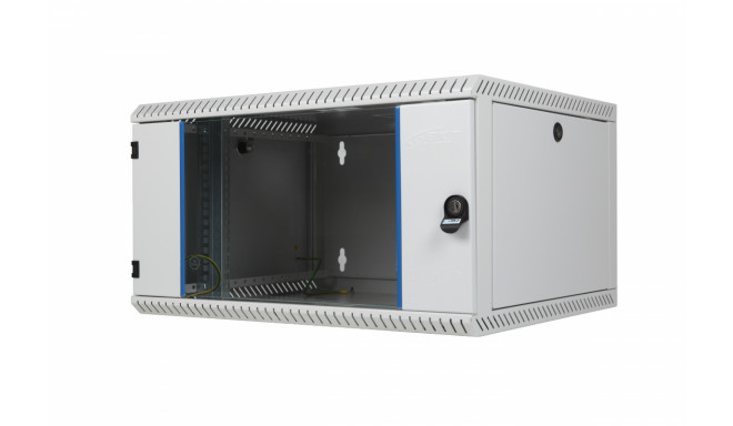 Wall mount cabinet single section, 6U, 600/400/330 width/depth/height mm, RAL 7035 ( welded construc