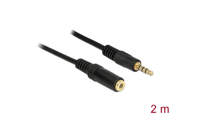 3.5mm pikenduskaabel 2.0m, 4pin, toetab IPhone, IPad, IPod, must