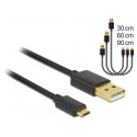USB 2.0 kaabel A - Micro B 0.3m, 0.6m, 0.9m, kiirlaadija, must