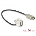 Keystone moodul: USB 2.0 A F / F, 110° nurgaga, kaabli pikkus 22cm, valge
