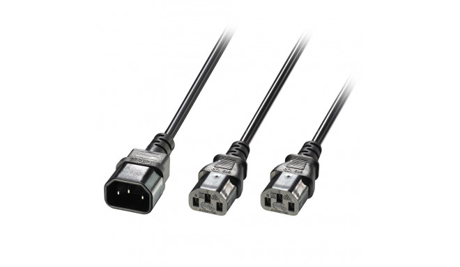 1m Y Extension Cable IEC C14 to 2 x IEC C13