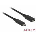 USB-C pikenduskaabel 0.5m, USB 3.1 5Gbps, 3A, must