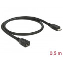 USB 2.0 Micro B pikenduskaabel 0.5m