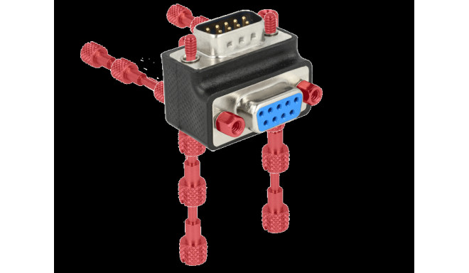 Adapter Sub-D 9 pin (M) - Sub-D 9 pin (F), 270° nurgaga, kruvikinnitusega