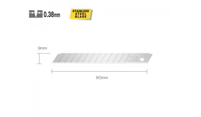 OLFA AB-10S stainless steel blades, 10pcs (9mm)