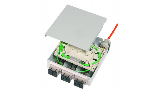STX mounting rail distributor with 6xSC Duplex, Multimode, splice cassette, Pigtails OM3; 12x G50/12
