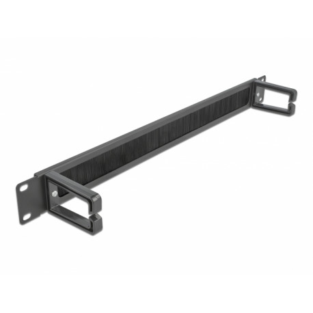 Kaablihoidja 1U harjadega, 2 aasaga, metall, must