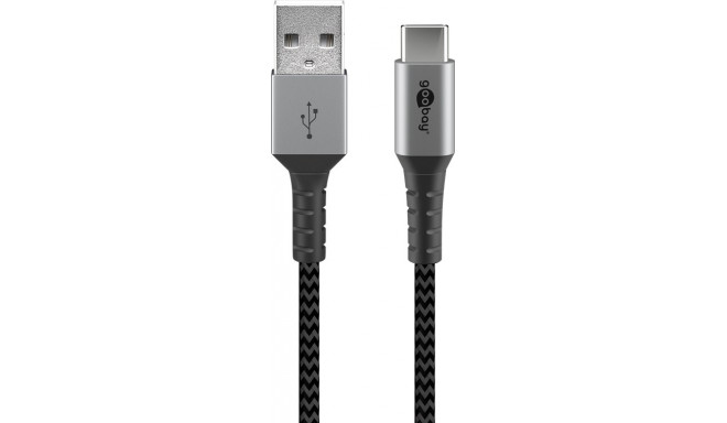 USB-C kaabel C - A 1.0m, metallist pistik, tekstiilist