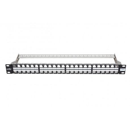 Paneel RJ45 Cat5e/Cat6/Cat6a 48 port varjestatud 1U, must, tühi