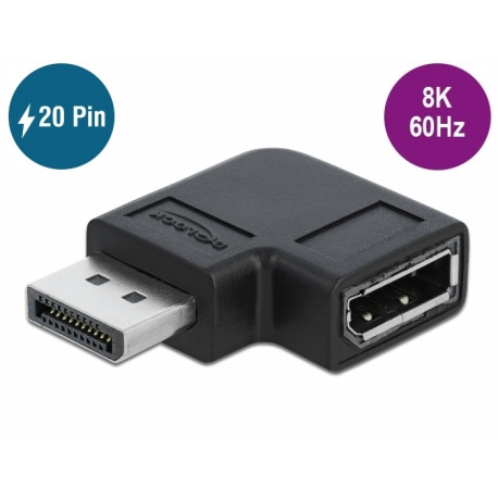Adapter DisplayPort 1.4 (M) - (F) 90° nurgaga vasakule