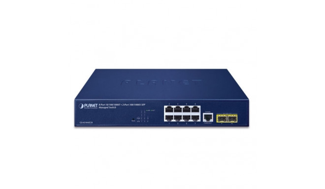 Switch: 8 x 10/100/1000Mbps, 2 x SFP, 1 x RJ-45 console, Layer 2/4, räkitav