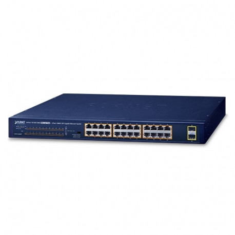 19" 24-Port 10/100/1000T 802.3at PoE + 2-Port 1000X SFP Unmanaged Gigabit Ethernet Switch (240W PoE
