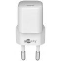 USB laadija 1 x USB-C PD, 100 - 240V > 5V, 3A, 30W, nano, kiirlaadija,valge
