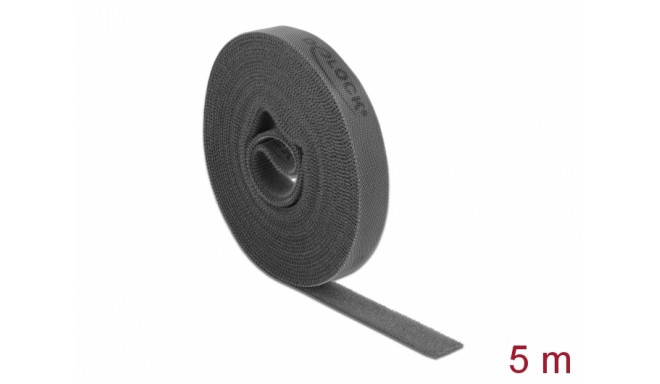 Delock Hook-and-loop tape on roll L 5 m x W 15 mm grey