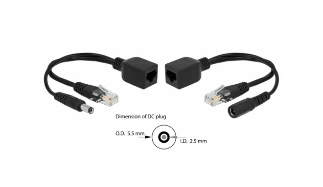 Delock Passive PoE Adapter Set RJ45 DC 5.5 x 2.5 mm