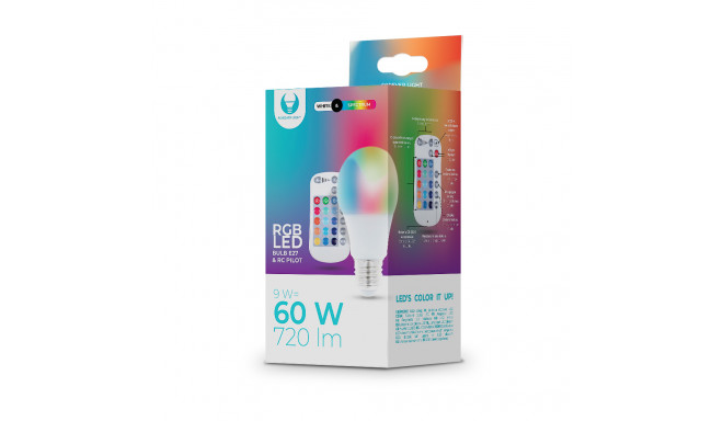 LED Bulb E27 A60 RGB + White 9W + RC Forever Light