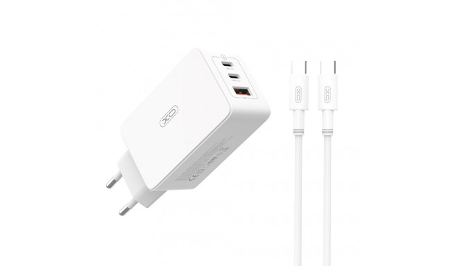 XO wall charger CE13 PD QC 3.0 65W 1x USB 2x USB-C white + USB-C - USB-C cable