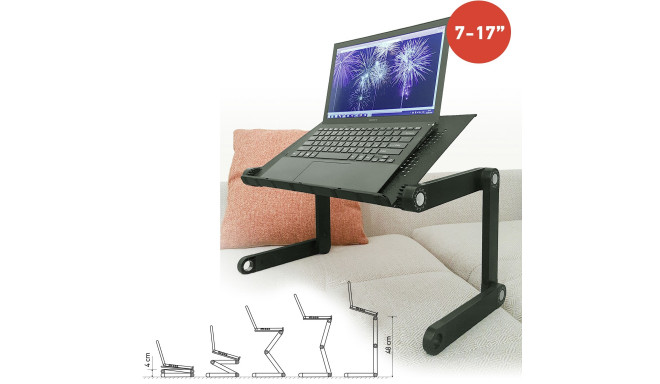 Wonder Worker Newton Laptop Table Desk Ergonomic Folding Bed Tray Cooling Pad Black