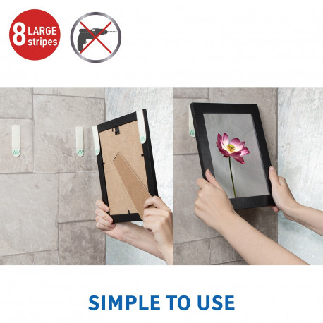 Tatkraft Only Large Picture Hanging Strips, 4 pairs  Damage-Free Self-adhesive 2 X 0.8 X 0.2"