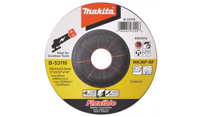 FLEXIBLE WHEEL 125X4.0X22.23MM WA36P (E)