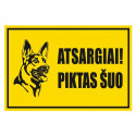 STICKER CAUTION ANGRY DOG 180X120MM