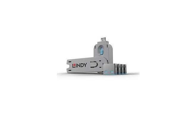 LINDY USB PORT BLOCKER 4PACK/BLUE 40452