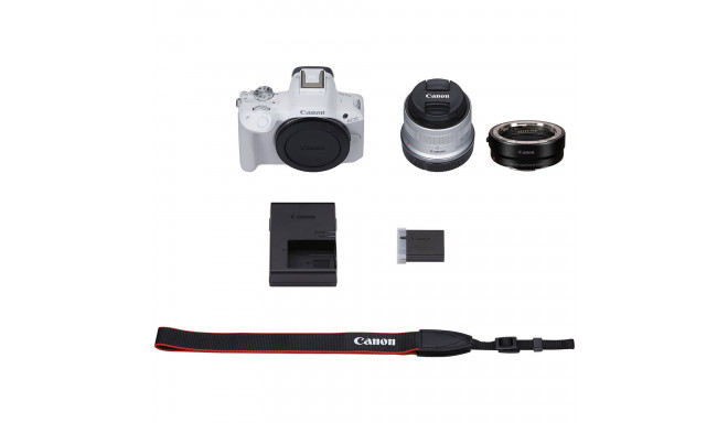 Canon EOS R50 + RF-S 18-45 IS STM (White) + Mount Adapter EF-EOS R