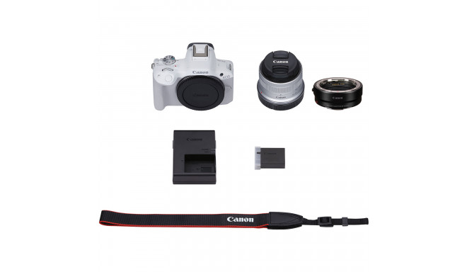 Canon EOS R50 + RF-S 18-45mm (White) + Mount Adapter EF-EOS R ...