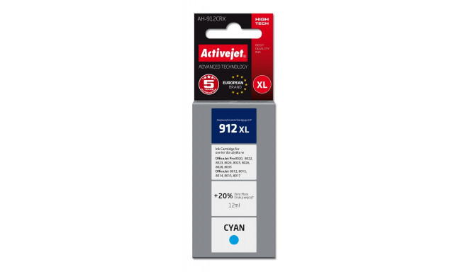 Activejet AH-912CRX Ink Cartridge (replacement for HP 912XL 3YL81AE; Premium; 990 pages; cyan)