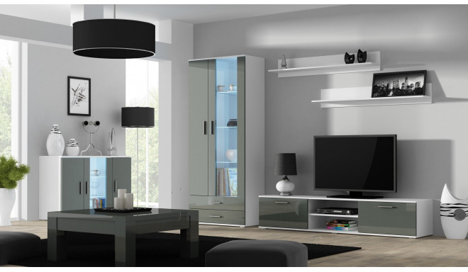 Cama SOHO S7 120 cm valge/hall läikiv kummut