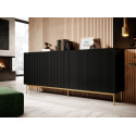 PAFOS chest of drawers on golden steel frame 200x40x102 matte black PAFOS chest of drawers on golden steel frame 200x40x102 matte black