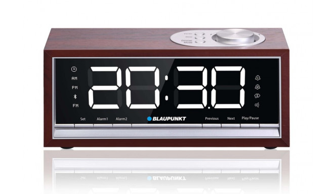 BLAUPUNKT CR60BT Bluetooth Radio Alarm Clock, brown wood