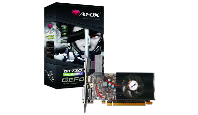 Afox videokaart GeForce GT730 1GB DDR3 64Bit DVI HDMI LP Fan 	AF730-1024D3L7-V1