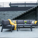 Garden furniture set TOMSON table and corner sofa, grey