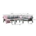 Garden furniture set TOMSON table and corner sofa, grey