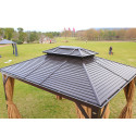 Nojume SUNSET 3x4xH2/2,7m, brûns alumnîja râmis, metâla jumts, sânu sienas bçðas un tîkls no tekstil