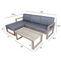 Garden furniture set POSTA corner sofa and table, beige